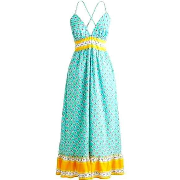 J. Crew Dresses & Skirts - NWT J. CREW Blue Saffron criss cross maxi dress